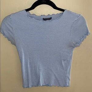 brandy melville white and blue striped crop top